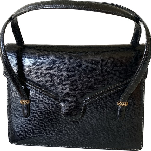 Gucci Handbags - Vintage Gucci Handbag in Black w Gold Accents Like New Condition (Original Box)